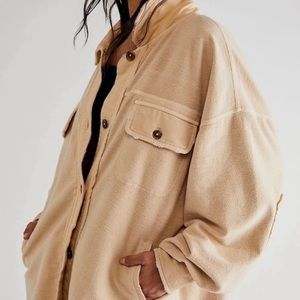 FREE PEOPLE Ruby Tan Shacket Jacket in Mustard Seed NEW
